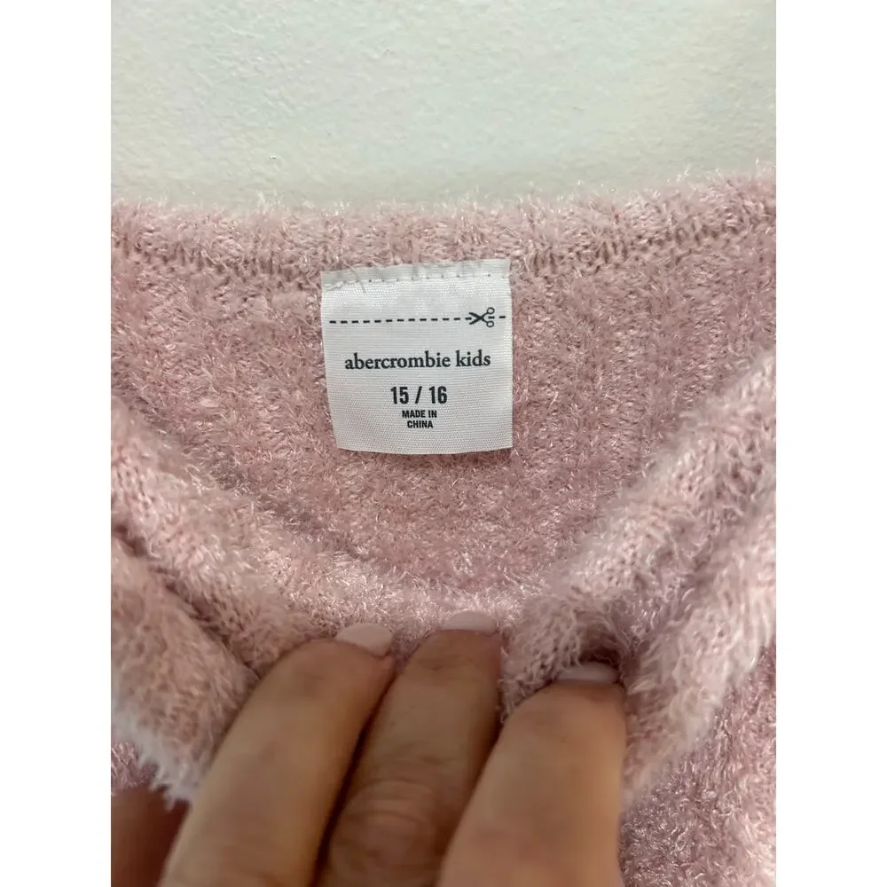 Abercrombie Kids pink sweater top size 15/16 off the shoulder fleece